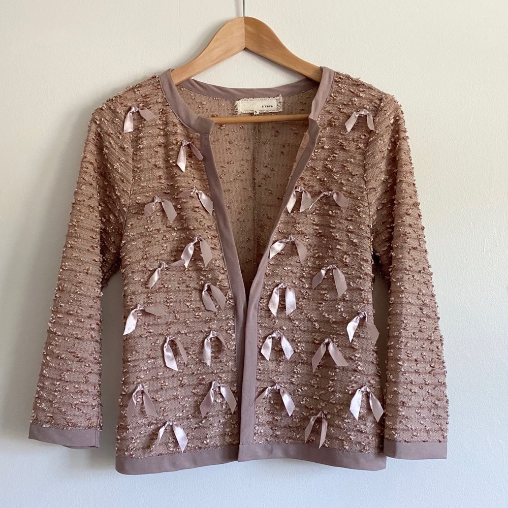 Anthropologie Mauve Cardigan | Textured Jacket